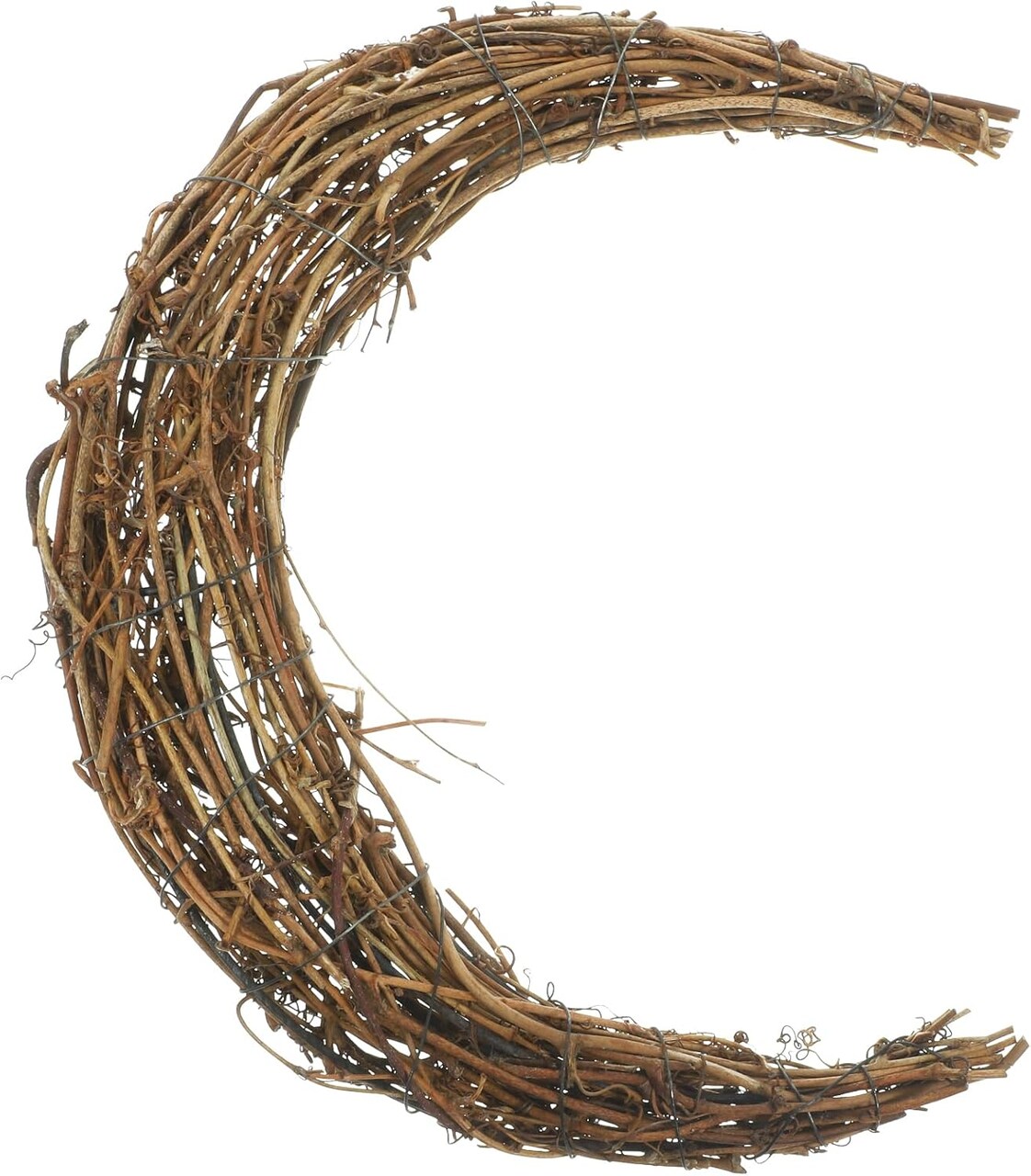 Natural Grapevine Wreath frame, Moon Shape Rattan Ring - Vine Branch Garland for DIY Crafts Flower Arrangement Wedding Holiday Decor Party Supplies